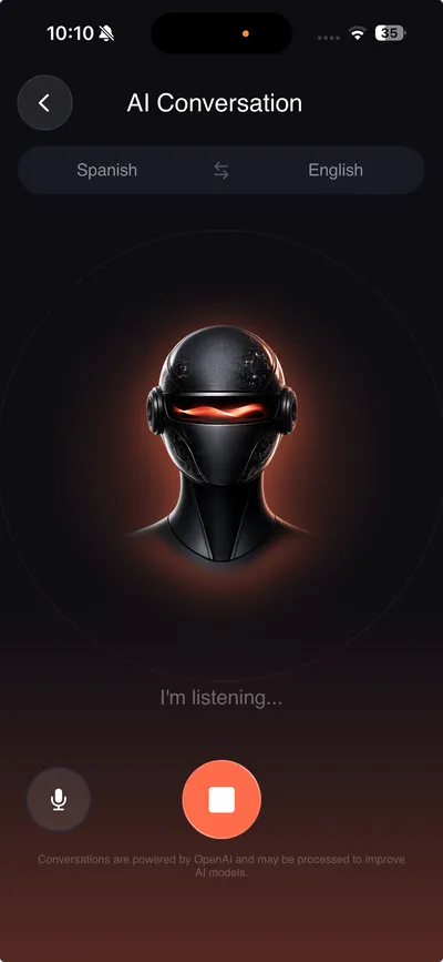 Conversation IA TranslateNow avec assistant robot