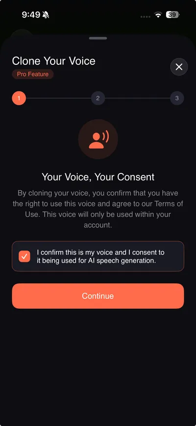 Configuration du clonage vocal TranslateNow