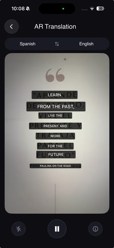 Traduction AR TranslateNow avec superpositions 3D